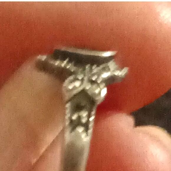 Vintage 925 Sterling Silver Heart Ring Size 6 1/2 black onyx - Picture 3 of 5